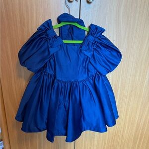 Janie and jack blue THE SATIN HOLIDAY DRESS size 18-24 months. Worn 2 hours